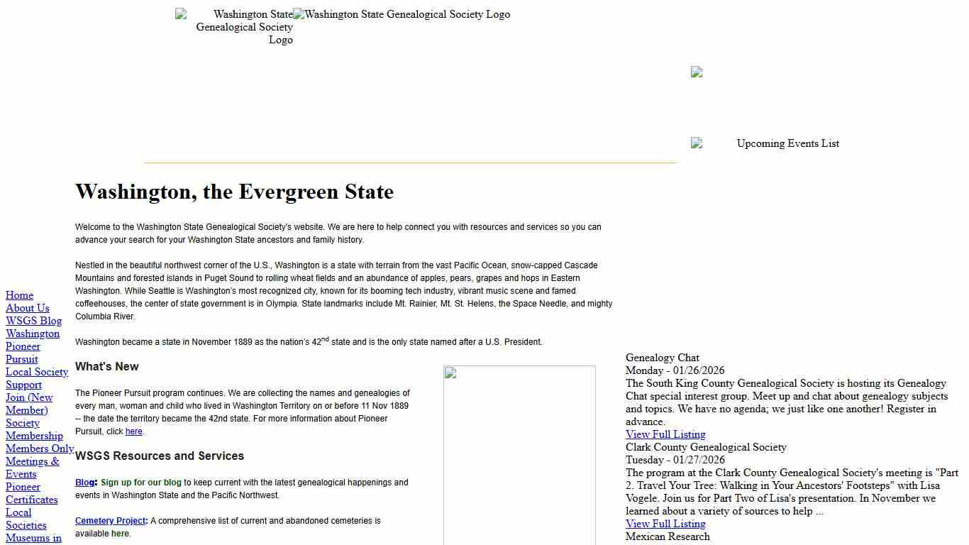 Welcome to the Washington State Genealogical Society